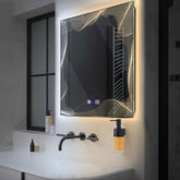 LED Spiegel Quadratisch | Touch-Schalter | Anti-Beschlag-Funktion | Einstellbare Farbtemperatur - Reyze Seria Simetria Model 3